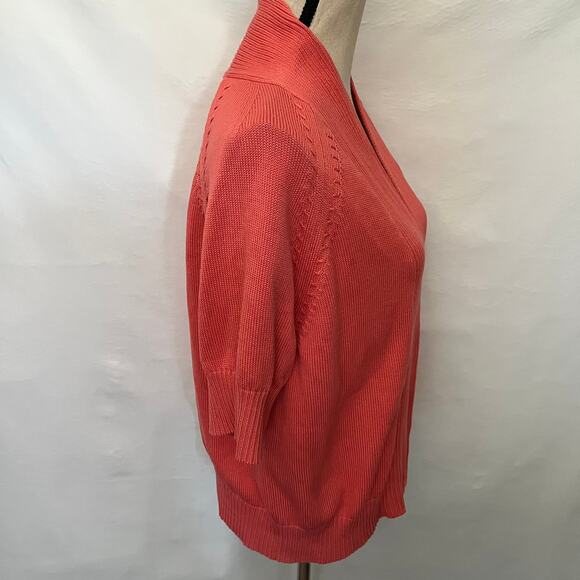 VINTAGE TALBOTSCotton Cardigan Womens Sweater Sz Large Orange Granny Core Open - Picture 3 of 11